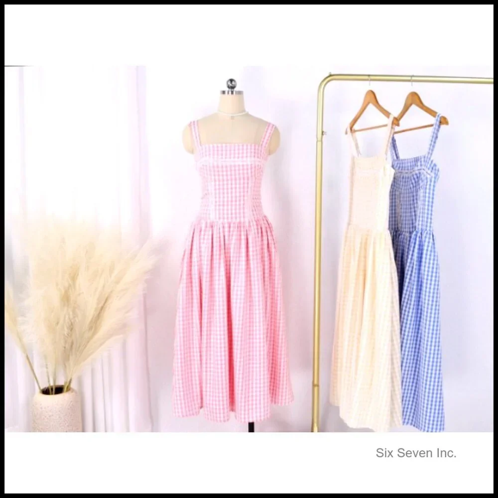 Summer Corset Midi Dress Flowy Square Neck Sleeveless Lace Wedding Guest - Picture 6 of 7